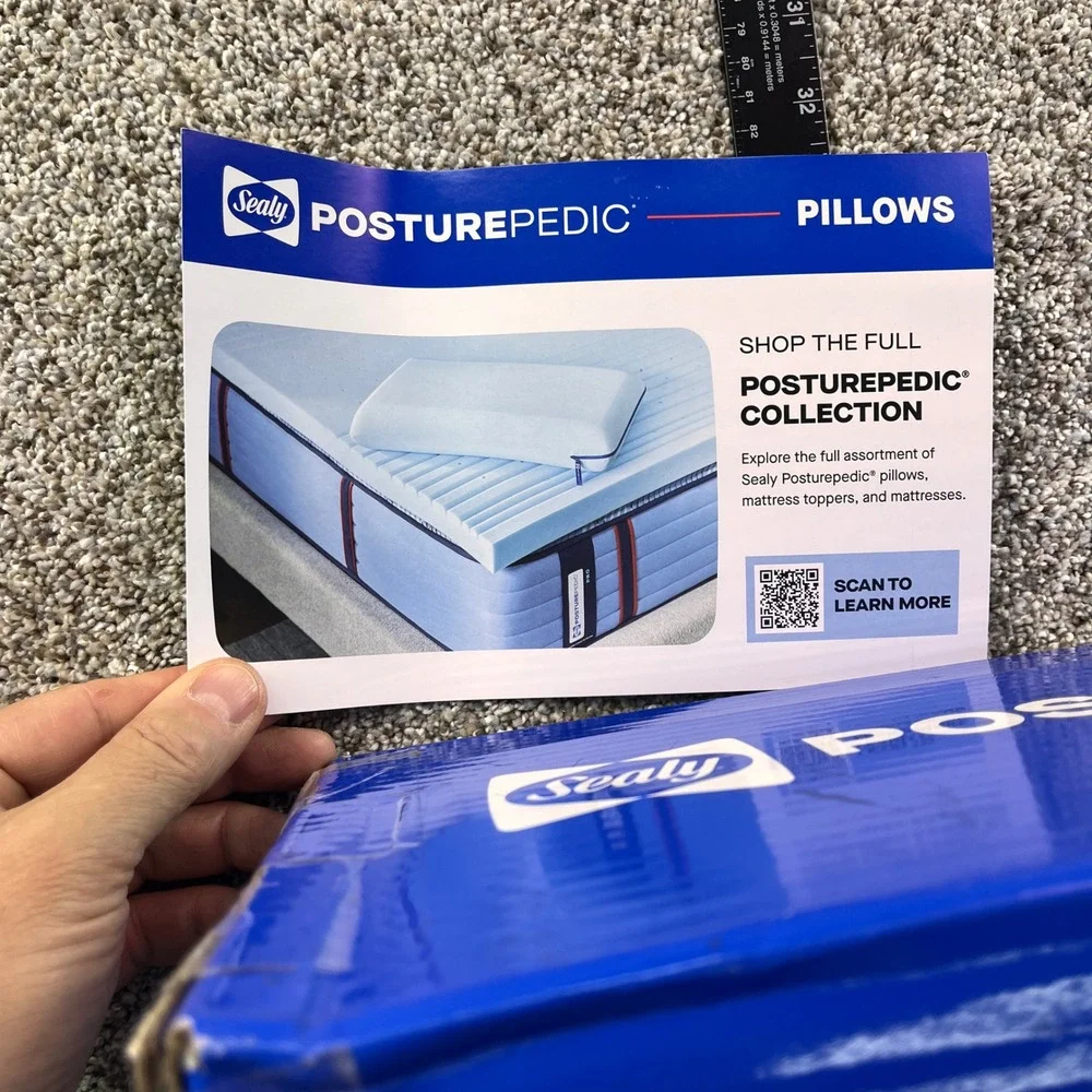 Sealy Posturepedic Expert Support Pillow Unisex Q Blue NEW Memory Foam